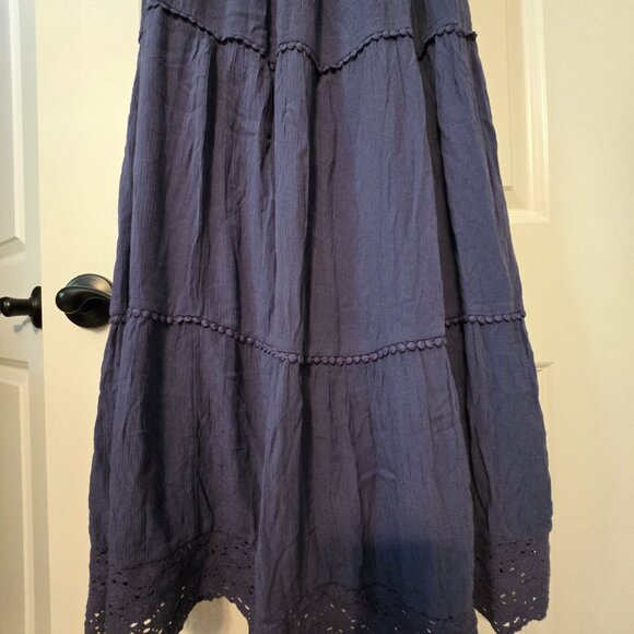 Motherhood Maternity Blue Sleeveless Tank Maxi Dress Small Flowy Button Gauze S - Picture 12 of 16